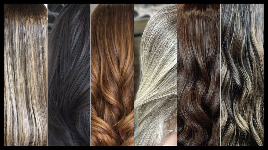 vertical panels of 6 different hair color trends
