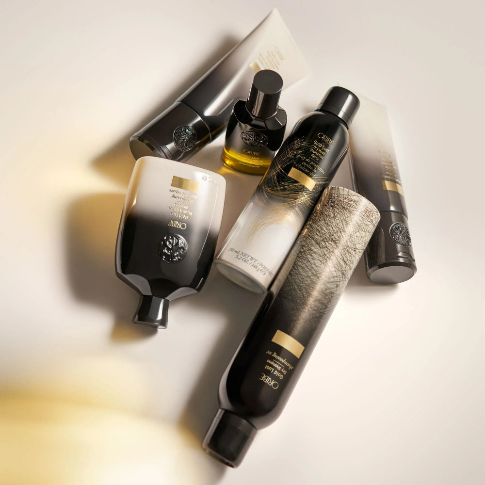 Oribe Gold Lust hair care collection featuring restorative masque for hydration and shine