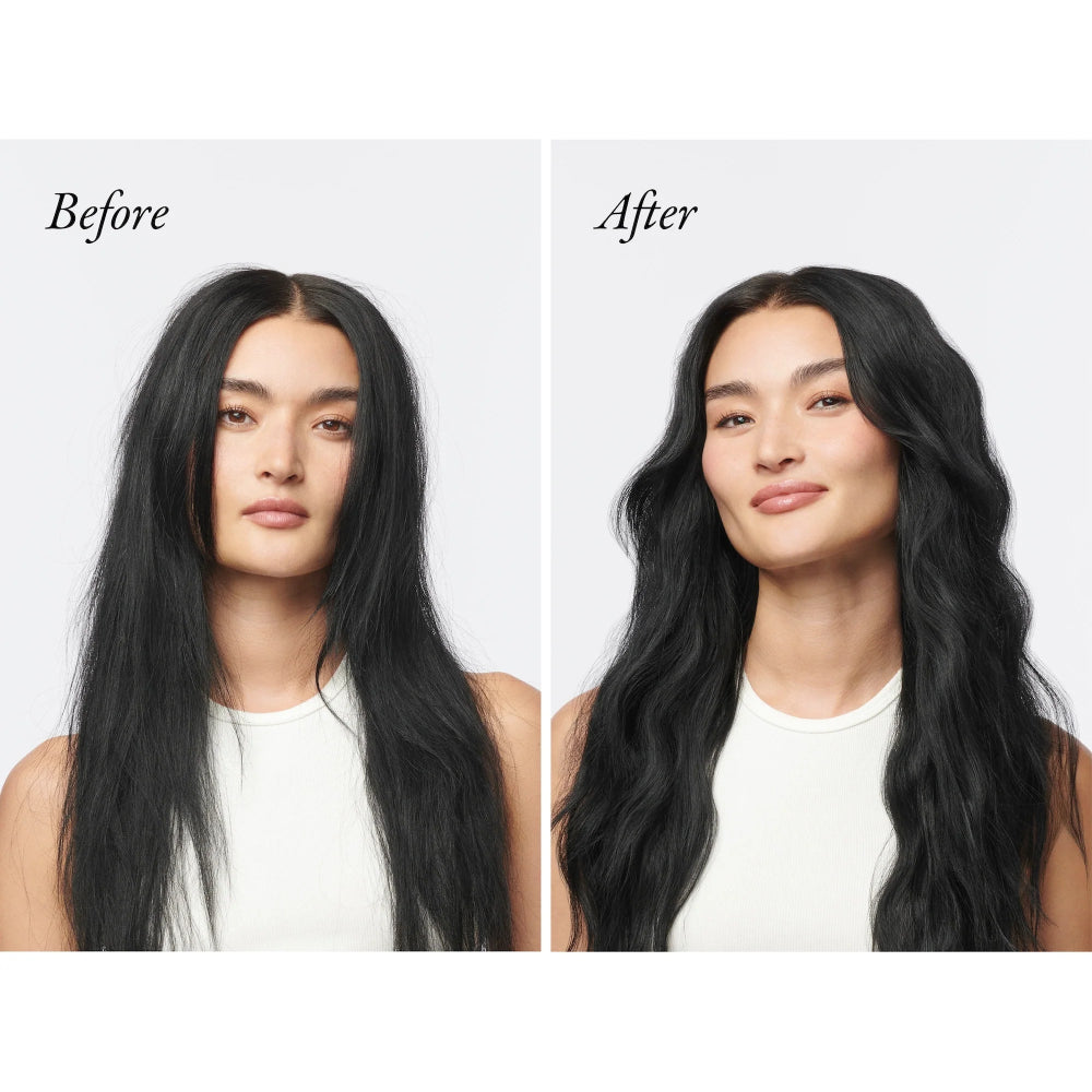 sleek straight hair styled without heat using Oribe Hair Alchemy styling balm