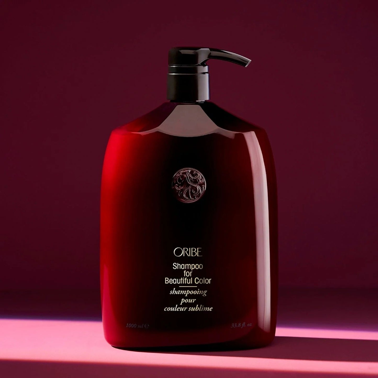 Oribe Shampoo for Beautiful Color liter size with pump for long-lasting color care and salon use