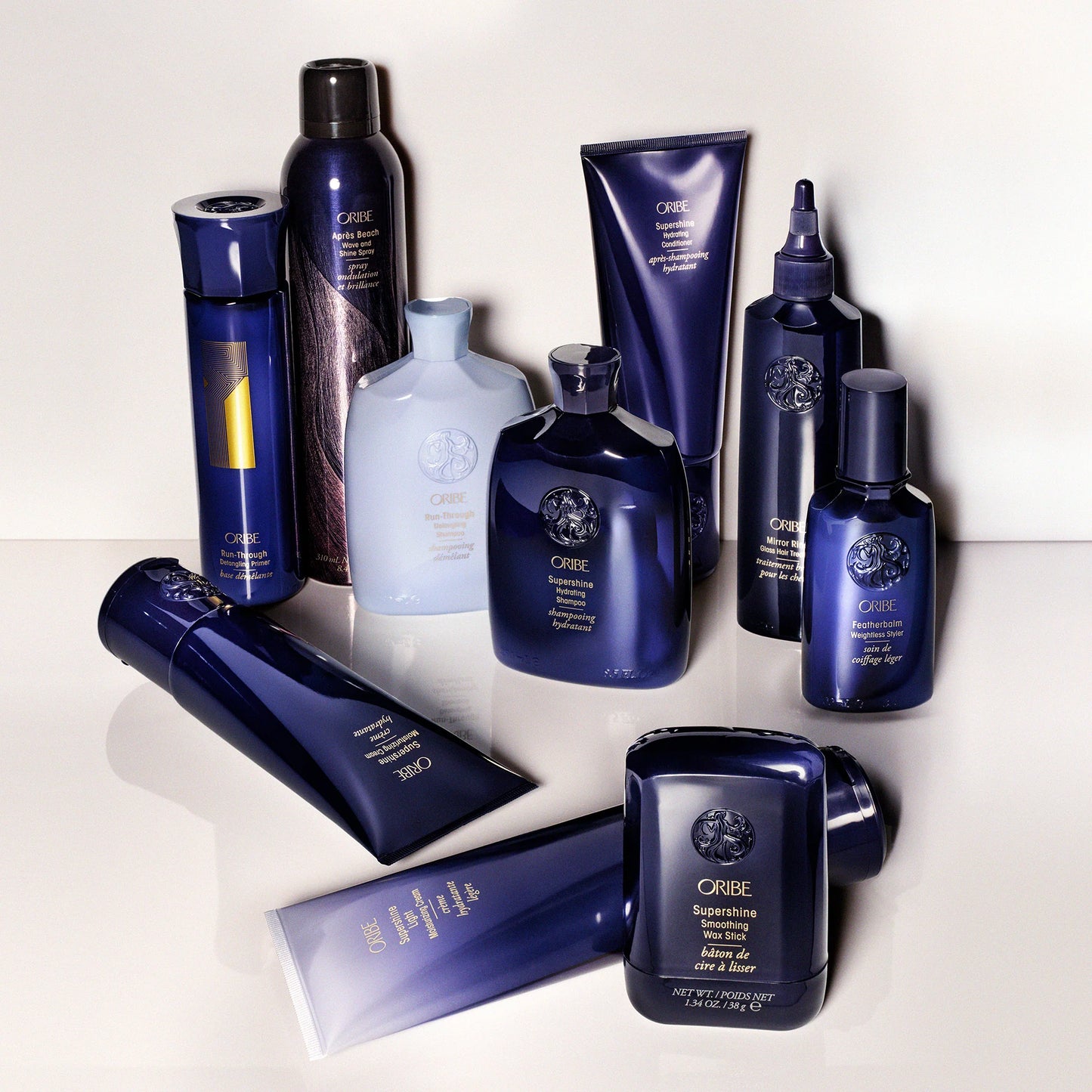 Oribe Supershine hair care collection including moisturizing cream for hydration, shine, and smoothness