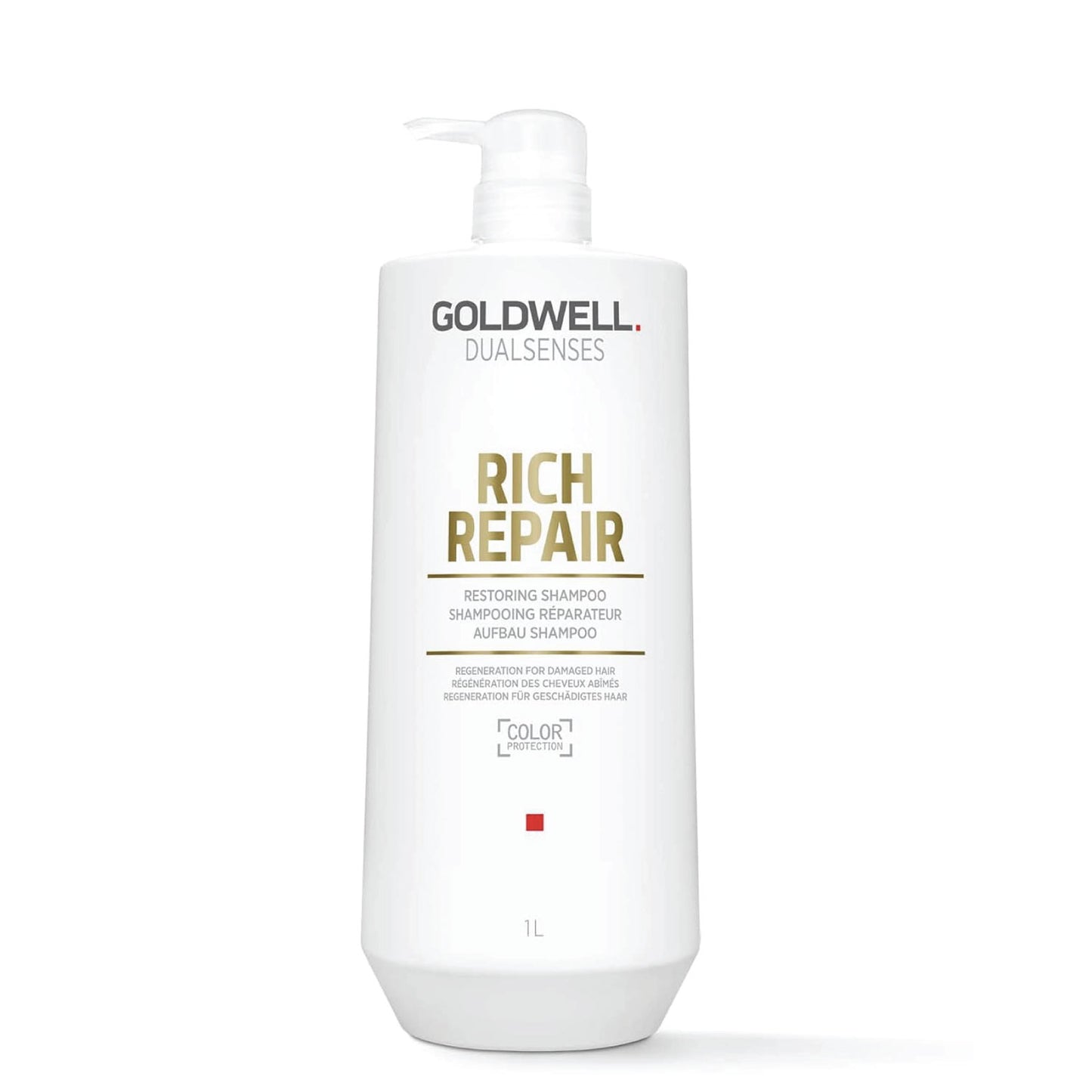 Goldwell Rich Repair shampoo bottle for strengthening and restoring damaged hair