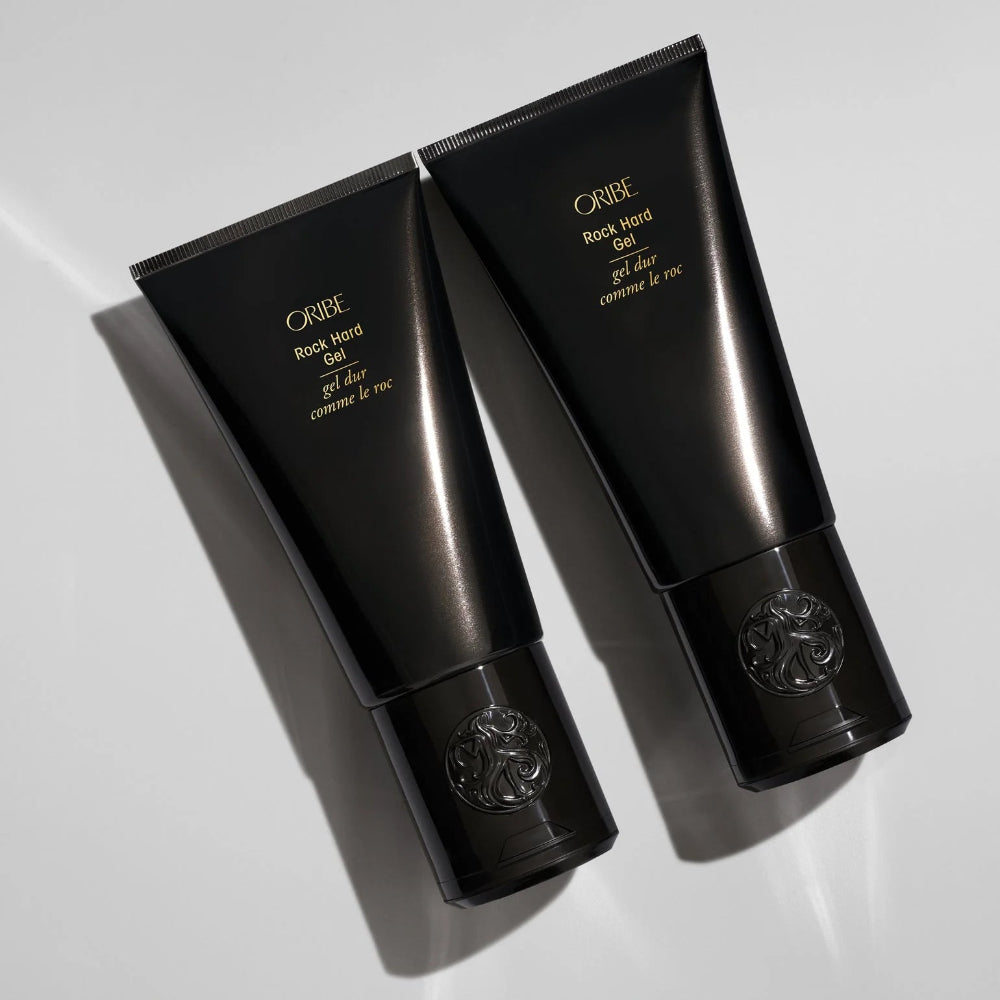 Oribe Rock Hard Gel styling products showcasing luxury hair care packaging