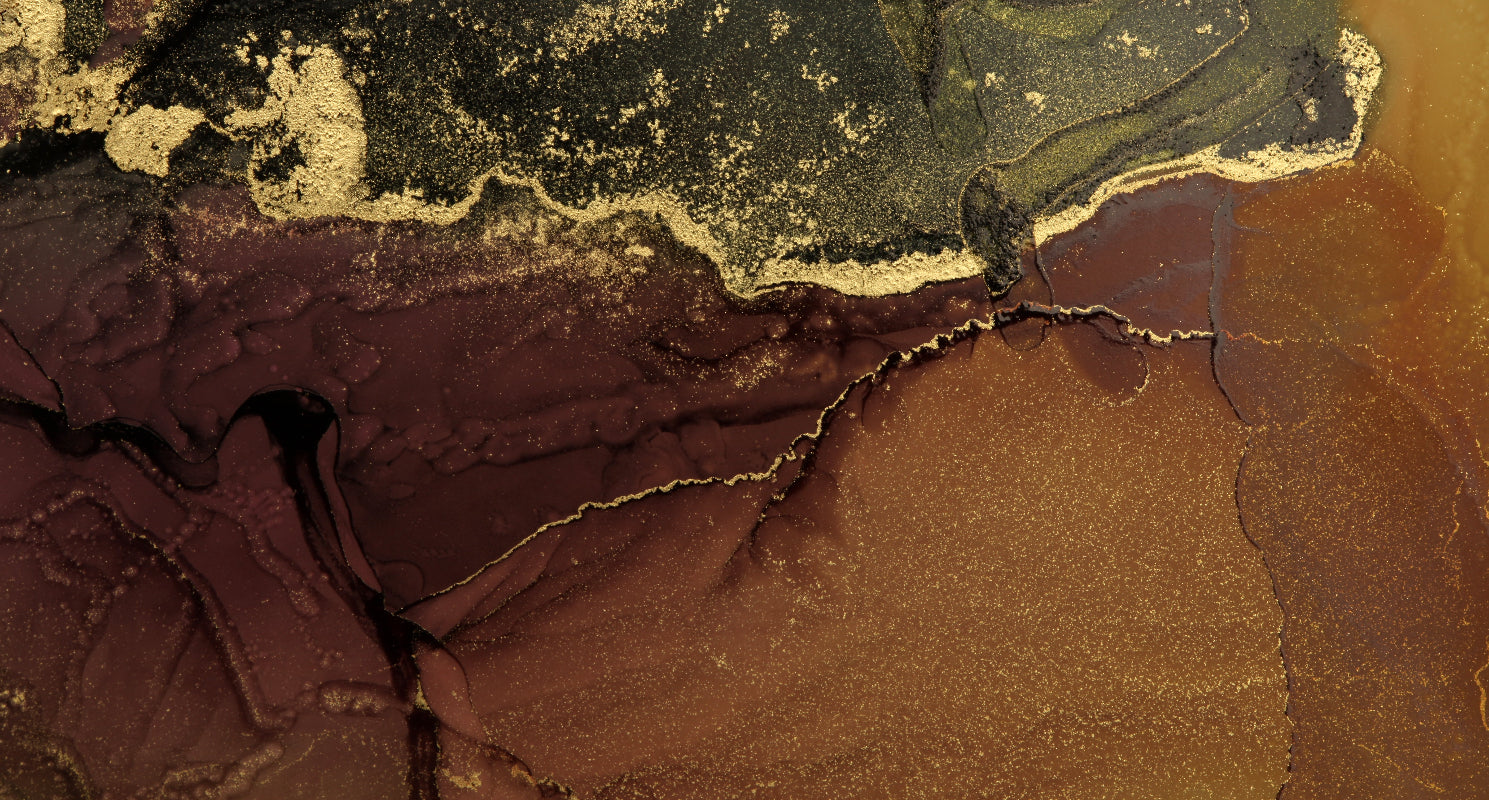 Abstract image for Oribe Magnificent Volume Collection of brown, goldl and grey wavelike shapes