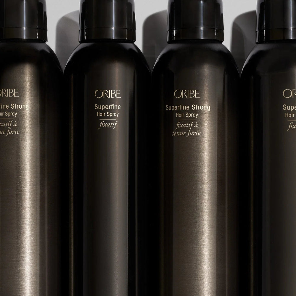 Oribe Superfine Strong hairspray collection showcasing professional strong hold styling spray