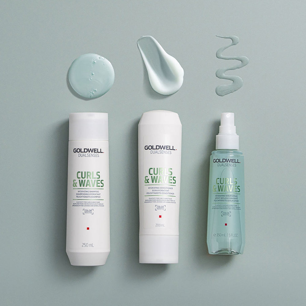 Goldwell Dualsenses Curls and Waves shampoo conditioner and spray with textures for curly hair hydration