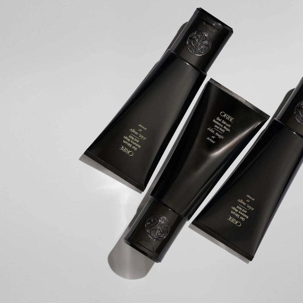 Oribe Gel Serum styling product showcasing luxury hair care packaging