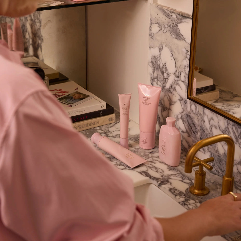using Oribe Serene Scalp Balancing Conditioner in daily routine for soft balanced hair