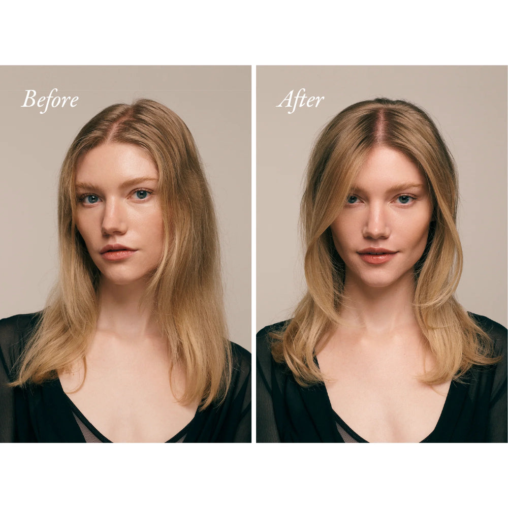 before and after hair showing smoother, more polished hair with lightweight styling and natural movement